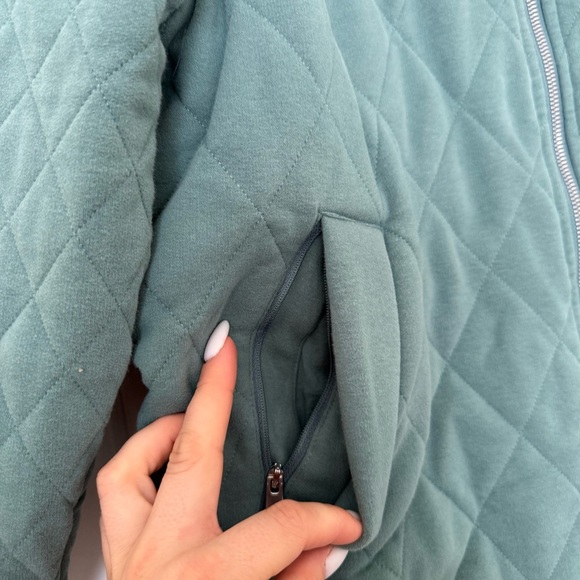 Athleta Retroplush Bomber Quilted Jacket Deep Ocean Teal Size Large - Picture 6 of 13